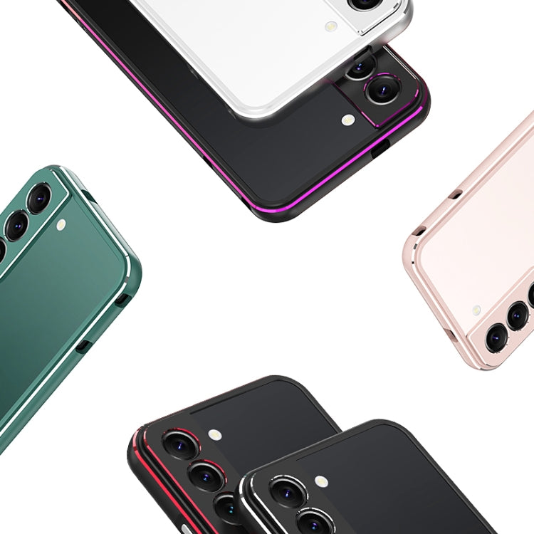 For Samsung Galaxy S22 5G Aurora Series Lens Protector + Metal Frame Protective Phone Case(Black Silver) - Galaxy S22 5G Cases by buy2fix | Online Shopping UK | buy2fix