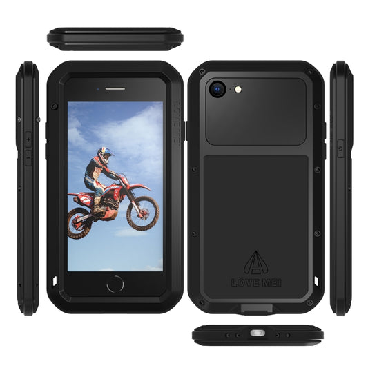 For iPhone SE 2022 / SE 2020 / 8 / 7 LOVE MEI Metal Shockproof Life Waterproof Dustproof Protective Phone Case with Glass(Black) by LOVE MEI