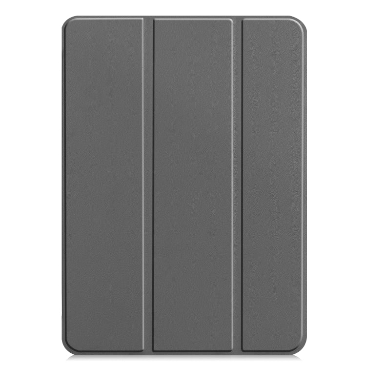 For iPad Air 13 2025 / 2024 / Pro 12.9 2022 Custer Texture 3-Fold Smart Leather Tablet Case(Gray) by buy2fix