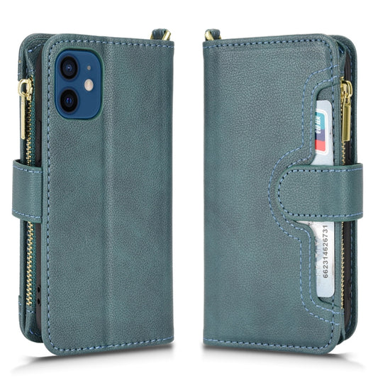 For iPhone 12 mini Litchi Texture Zipper Leather Phone Case (Green) - iPhone 12 mini Cases by buy2fix | Online Shopping UK | buy2fix
