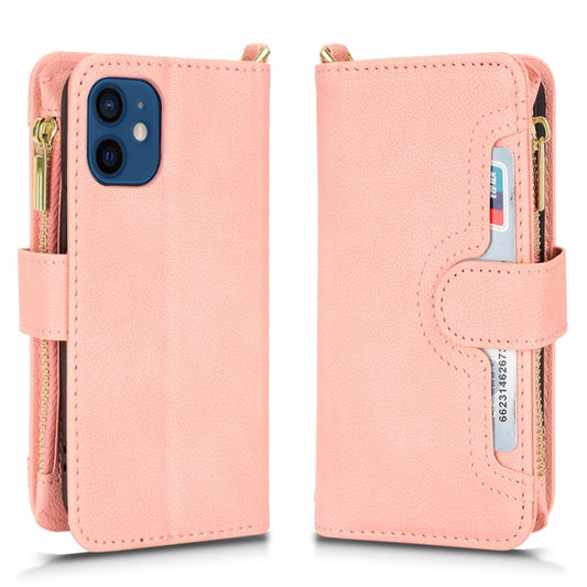For iPhone 12 mini Litchi Texture Zipper Leather Phone Case (Pink) - iPhone 12 mini Cases by buy2fix | Online Shopping UK | buy2fix