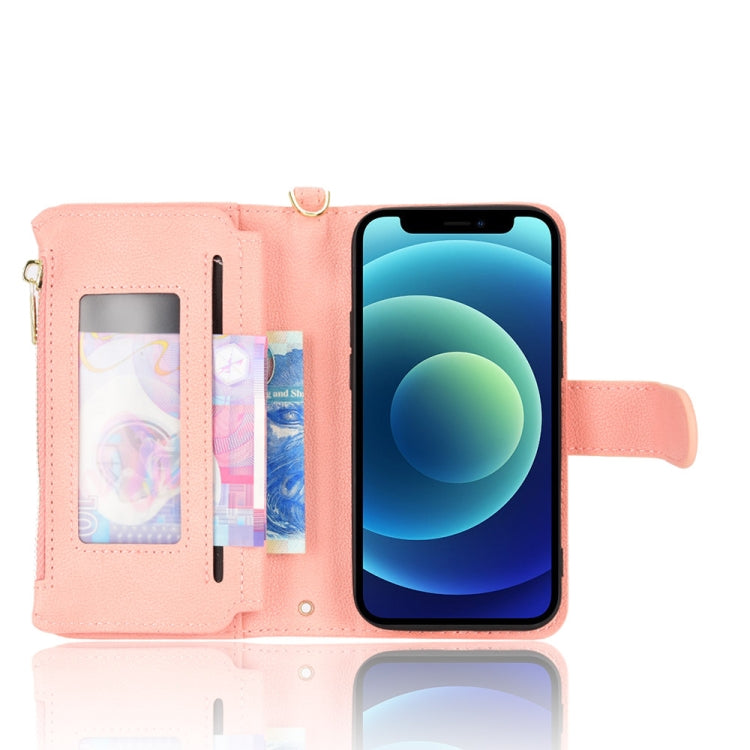 For iPhone 12 mini Litchi Texture Zipper Leather Phone Case (Pink) - iPhone 12 mini Cases by buy2fix | Online Shopping UK | buy2fix