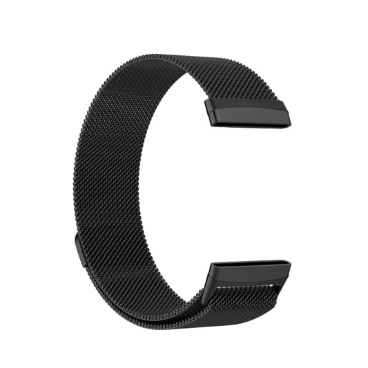 For Fitbit Versa 4 / 3 Milanese Magnetic Metal Weave Watchband, Large Size (Black) by buy2fix