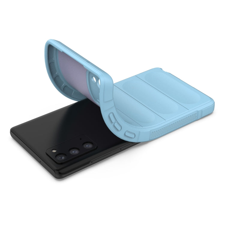 For Samsung Galaxy Note20 Magic Shield TPU + Flannel Phone Case(Light Blue) by buy2fix