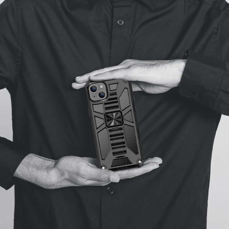 For iPhone 14 Armor Shockproof TPU + PC Magnetic Protective Phone Case with Holder (Silver) by buy2fix