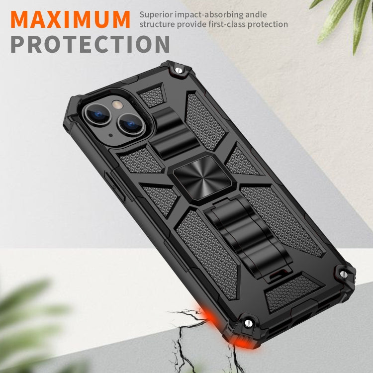 For iPhone 14 Plus Armor Shockproof TPU + PC Magnetic Protective Phone Case with Holder (Silver) - iPhone 14 Plus Cases by buy2fix | Online Shopping UK | buy2fix