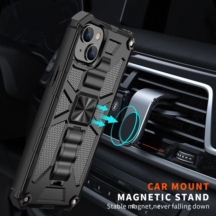 For iPhone 14 Plus Armor Shockproof TPU + PC Magnetic Protective Phone Case with Holder (Silver) - iPhone 14 Plus Cases by buy2fix | Online Shopping UK | buy2fix