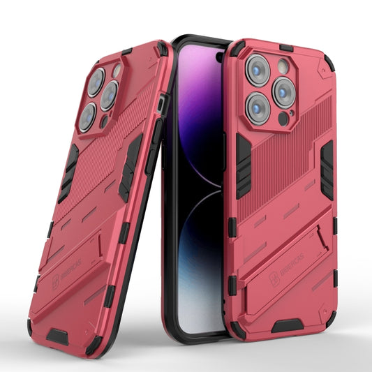 For iPhone 14 Pro Max Punk Armor 2 in 1 PC + TPU Phone Case (Light Red) by buy2fix