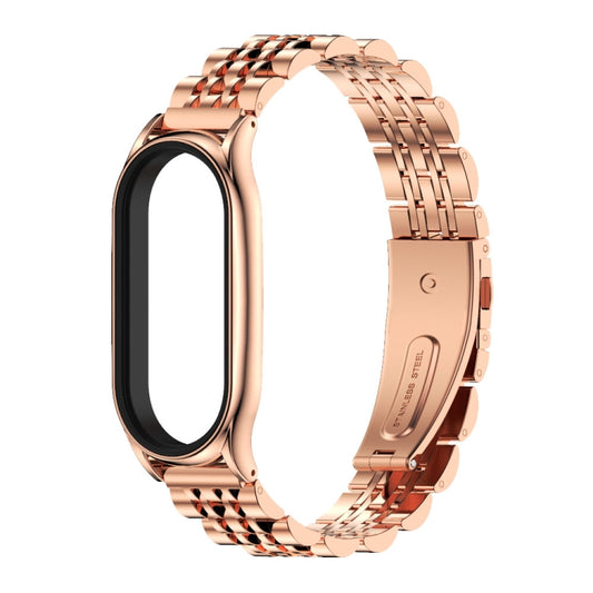 For Xiaomi Mi Band 7 / 7 NFC MIJOBS Plus Seven-bead Metal Stainless Steel Watch Band(Rose Gold) by MIJOBS