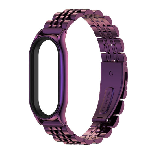 For Xiaomi Mi Band 7 / 7 NFC MIJOBS Plus Seven-bead Metal Stainless Steel Watch Band(Purple) by MIJOBS
