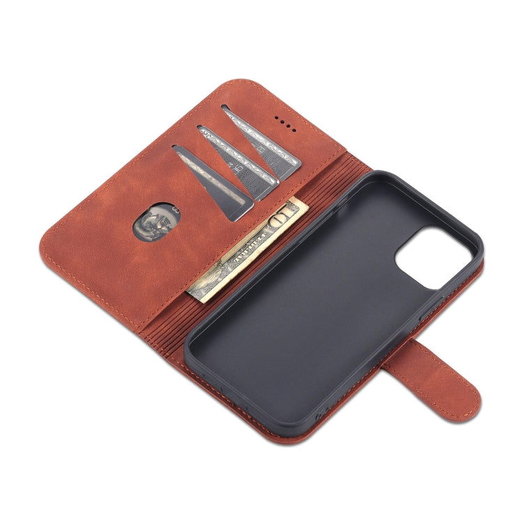 For iPhone 14 AZNS Skin Feel Calf Texture Horizontal Flip Leather Case (Brown) - iPhone 14 Cases by AZNS | Online Shopping UK | buy2fix