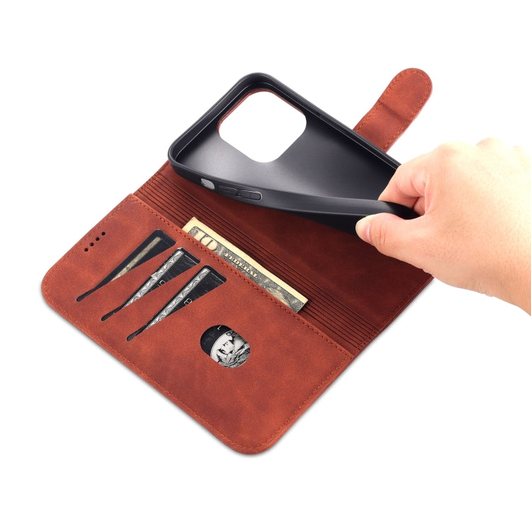 For iPhone 14 Pro AZNS Skin Feel Calf Texture Horizontal Flip Leather Case(Brown) - iPhone 14 Pro Cases by AZNS | Online Shopping UK | buy2fix