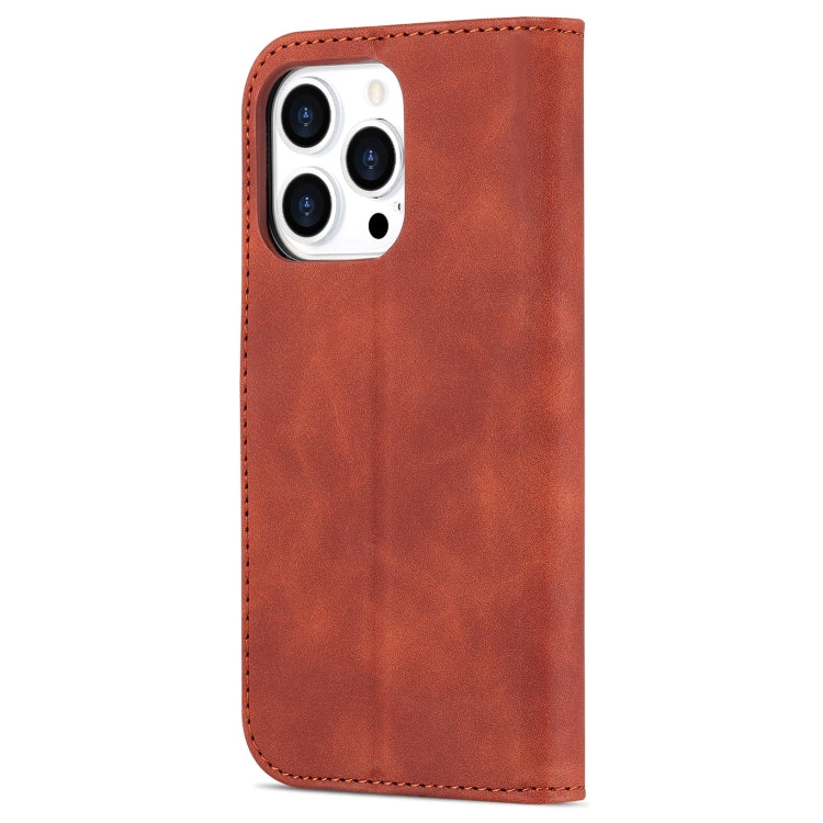 For iPhone 14 Pro Max AZNS Skin Feel Calf Texture Horizontal Flip Leather Case (Brown) - iPhone 14 Pro Max Cases by AZNS | Online Shopping UK | buy2fix