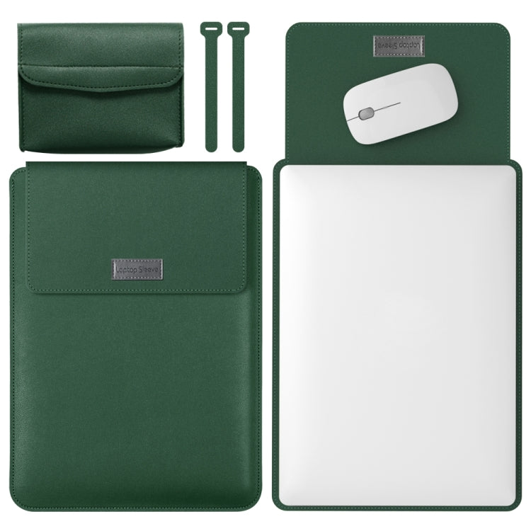 4 in 1 Lightweight and Portable Leather Computer Bag, Size:11/12 inches(Dark Green) - 12.1 inch by buy2fix | Online Shopping UK | buy2fix