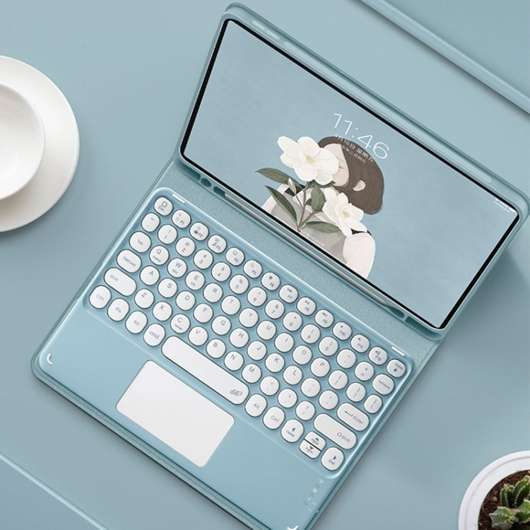 Round Cap Bluetooth Keyboard Leather Case with Pen Slot & Touchpad For Samsung Galaxy Tab A7 10.4 2020(Pink+Pink Keyboard) by buy2fix