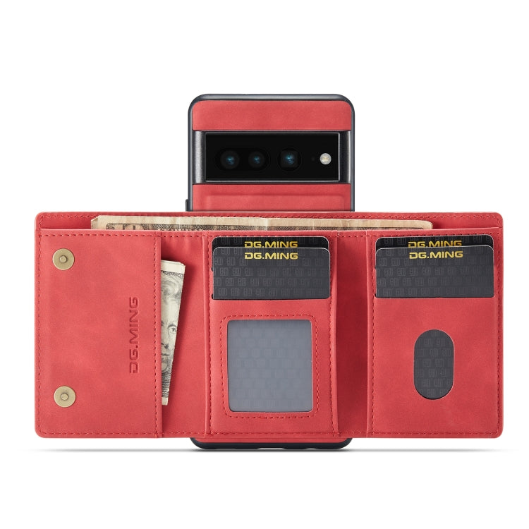 For Google Pixel 7 Pro 5G DG.MING M1 Series 3-Fold Multi Card Wallet + Magnetic Phone Case(Red) by DG.MING