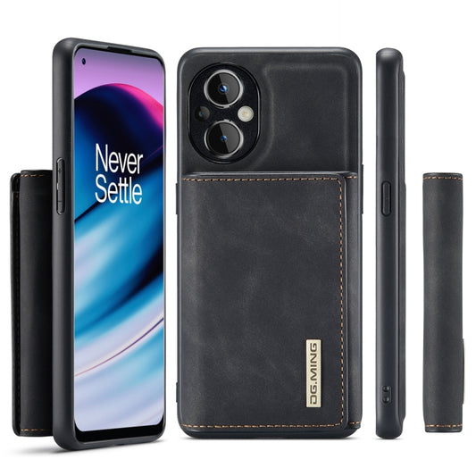 For OnePlus Nord N20 5G DG.MING M1 Series 3-Fold Multi Card Wallet + Magnetic Phone Case(Black) by DG.MING