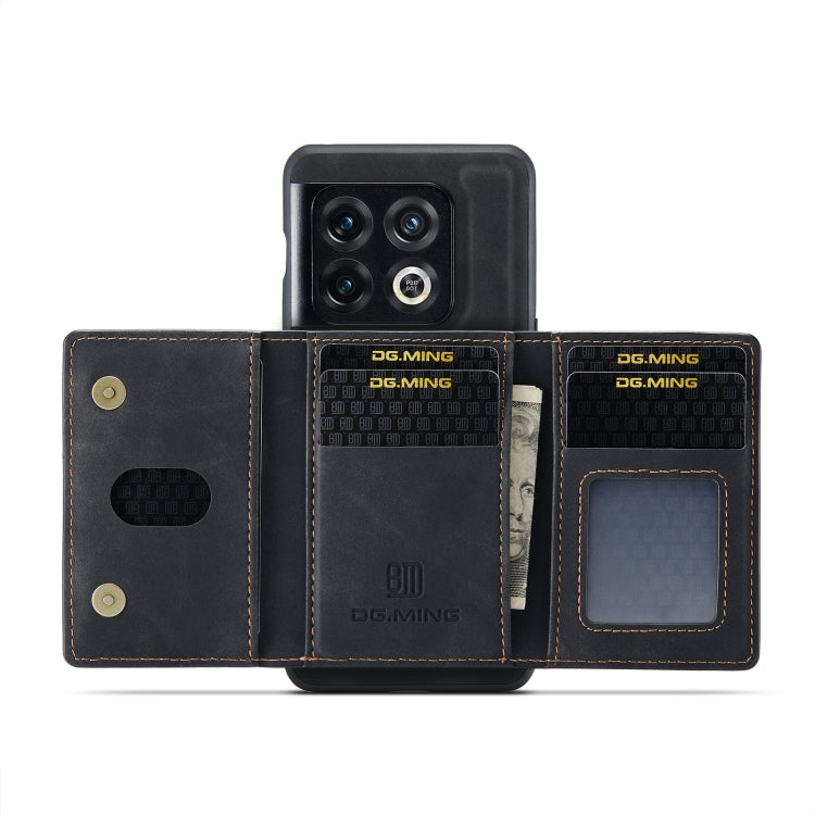 For OnePlus 10 Pro DG.MING M2 Series 3-Fold Multi Card Bag Phone Case(Black) by DG.MING