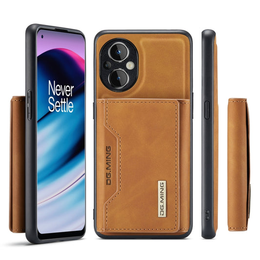 For OnePlus Nord N20 5G DG.MING M2 Series 3-Fold Multi Card Bag Phone Case(Brown) by DG.MING