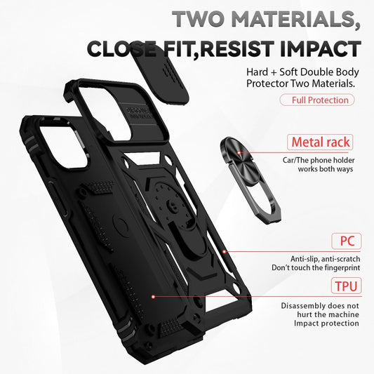 For iPhone 14 Plus Sliding Camshield Holder Phone Case (Black) by buy2fix