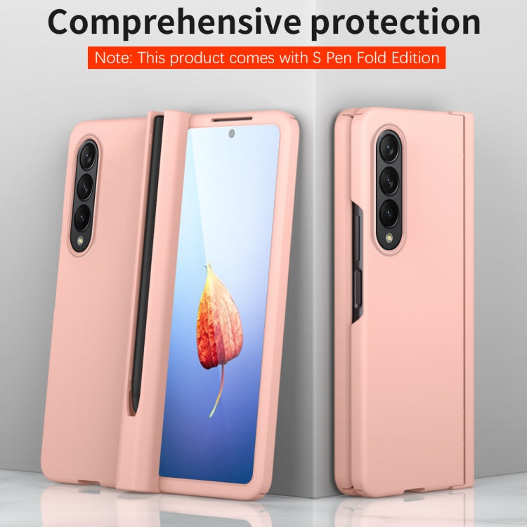 For Samsung Galaxy Z Fold4 Macaron Hinge Phone Case with Stylus Pen Fold Edition & Protective Film(Pink) - Galaxy Phone Cases by buy2fix | Online Shopping UK | buy2fix