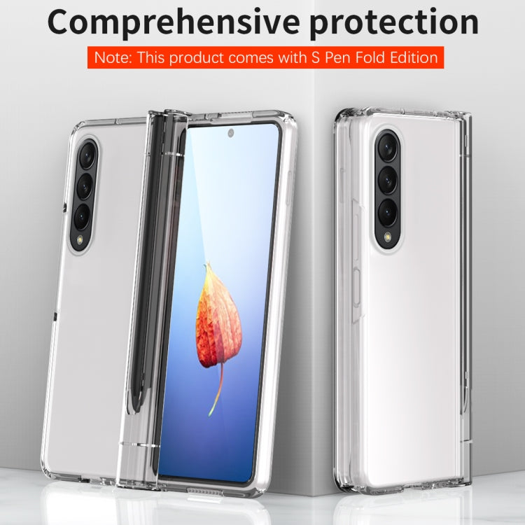 For Samsung Galaxy Z Fold4 Macaron Hinge Phone Case with Stylus Pen Fold Edition & Protective Film(Transparent) - Galaxy Phone Cases by buy2fix | Online Shopping UK | buy2fix