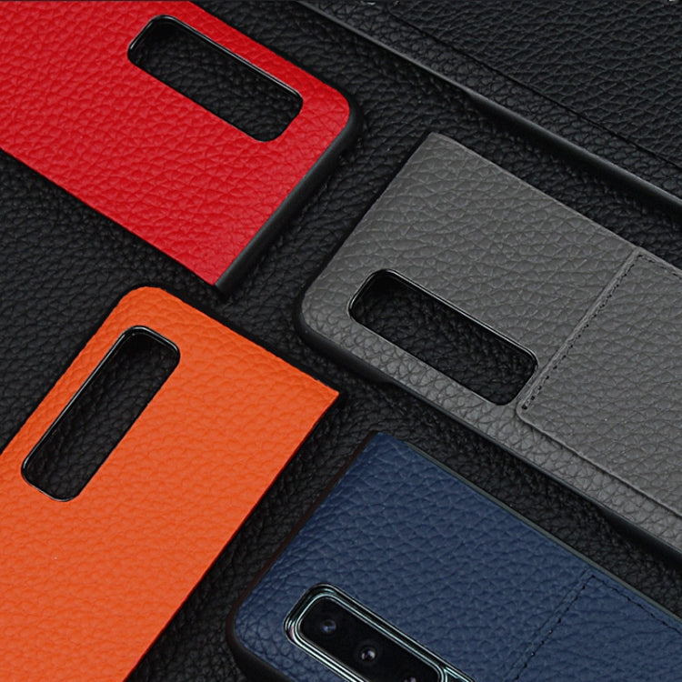 For Galaxy Fold / W2020 Shockproof Full Coverage Litchi Texture Leather Case(Orange) - Galaxy Phone Cases by buy2fix | Online Shopping UK | buy2fix