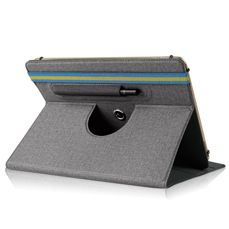 For 10 inch Cloth Texture 360 Rotation Horizontal Flip Universal Tablet PC Leather Case with Pen Slot(Grey) - 10 - 11 inch by buy2fix | Online Shopping UK | buy2fix