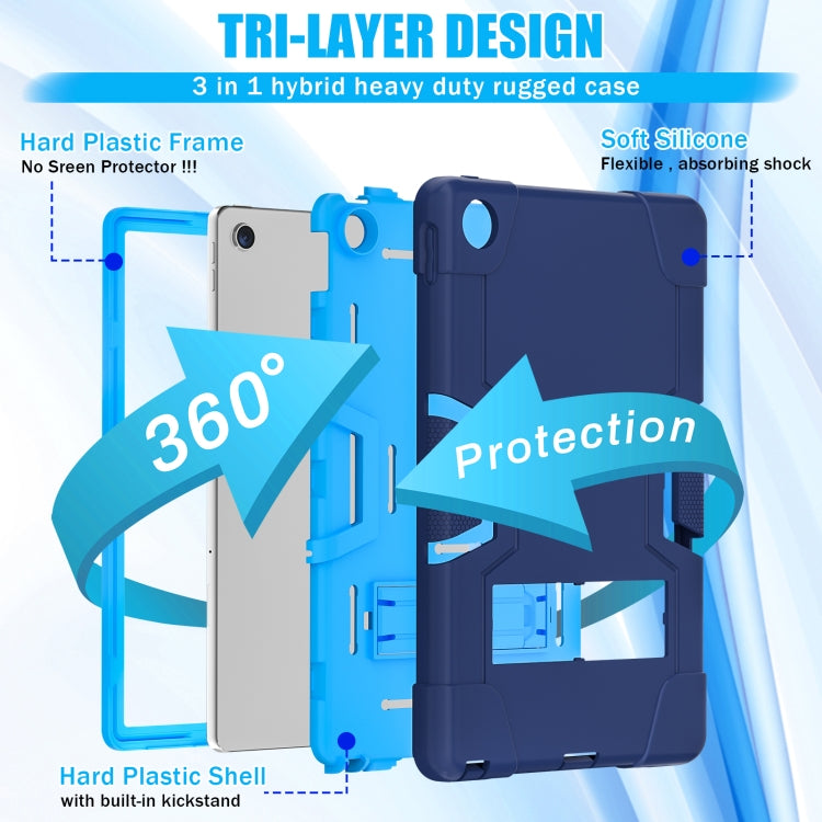 For Lenovo Tab M10 Plus 10.6 3rd Gen 2022 Contrast Color Robot Shockproof Silicone + PC Tablet Case(Navy Blue) - Lenovo by buy2fix | Online Shopping UK | buy2fix