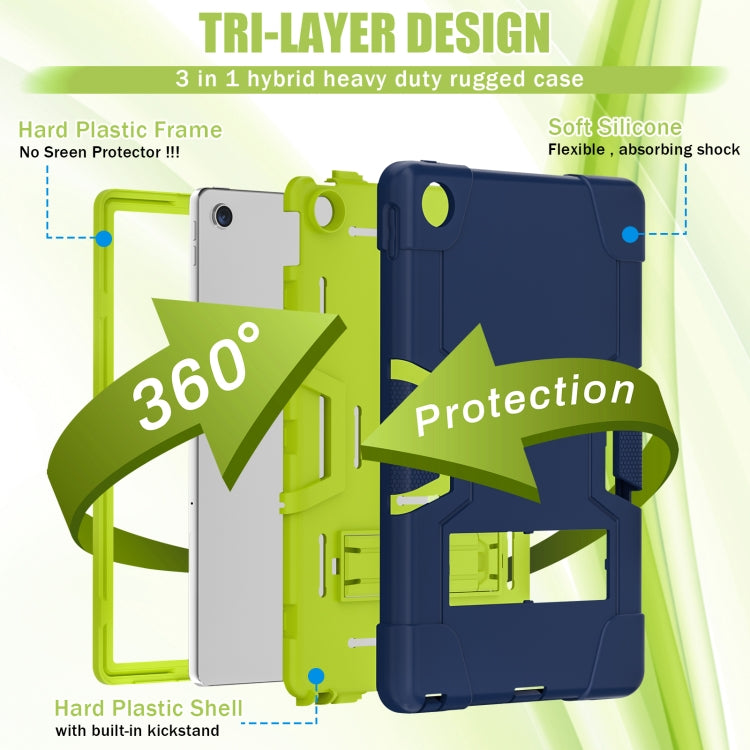 For Lenovo Tab M10 Plus 10.6 3rd Gen 2022 Contrast Color Robot Shockproof Silicone + PC Tablet Case(Navy Green) - Lenovo by buy2fix | Online Shopping UK | buy2fix