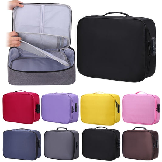 Multifunctional Thickened Large-capacity Document Storage Bag, Specification:Three Layers with Password Lock(Black) by buy2fix