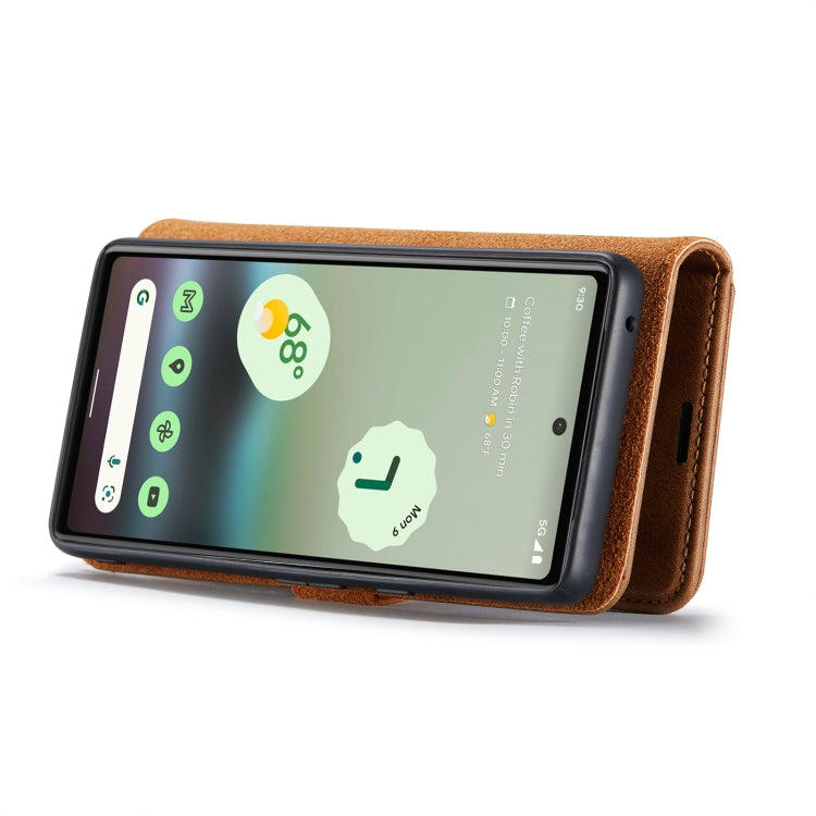 For Google Pixel 6A DG.MING Crazy Horse Texture Detachable Magnetic Leather Phone Case(Brown) - Google Cases by DG.MING | Online Shopping UK | buy2fix