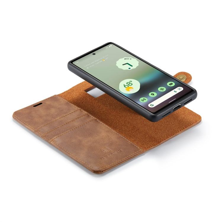 For Google Pixel 6A DG.MING Crazy Horse Texture Detachable Magnetic Leather Phone Case(Brown) - Google Cases by DG.MING | Online Shopping UK | buy2fix