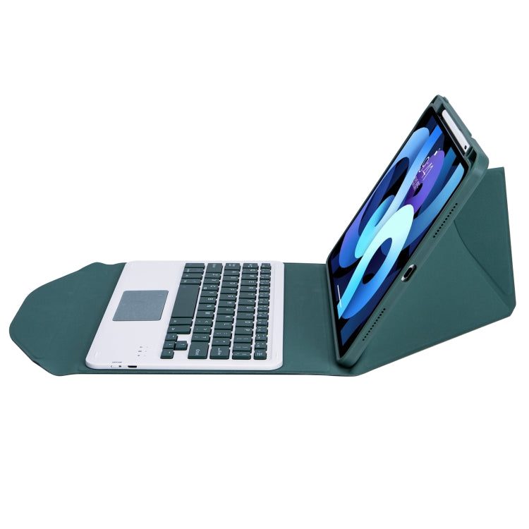Z098B-A Pen Slot Touchpad Bluetooth Keyboard Leather Tablet Case For iPad Air 11 2025 / 2024 / Air 5 / Air 4(Green) by buy2fix