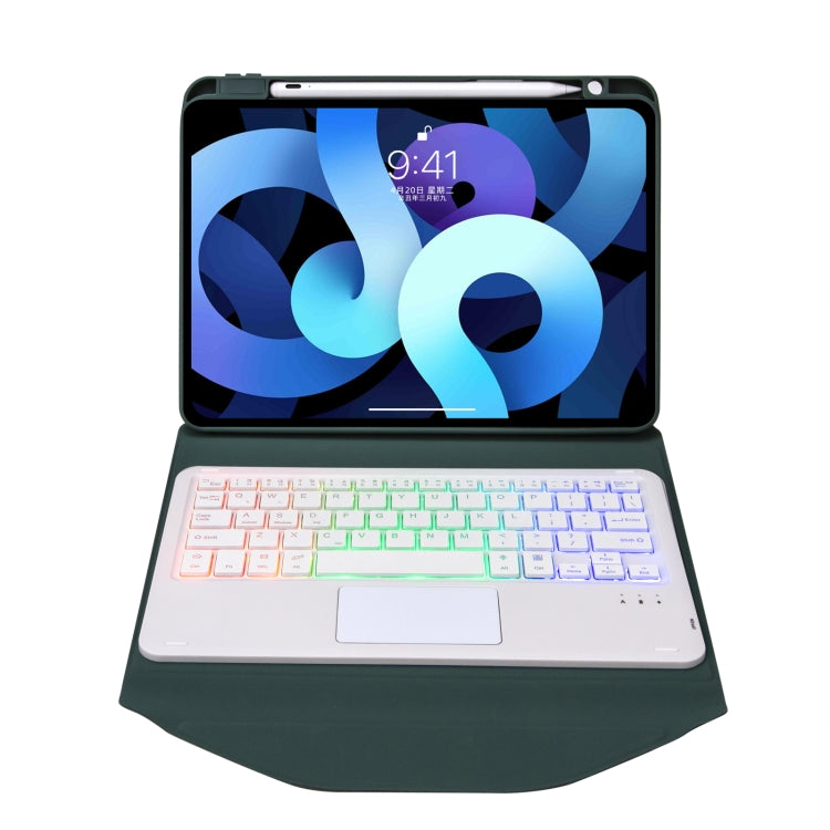 Z098B-AS Pen Slot Touchpad Backlight Bluetooth Keyboard Leather Tablet Case For iPad Air 11 2025 / 2024 / Air 5 / Air 4(Green) - For iPad Air by buy2fix | Online Shopping UK | buy2fix