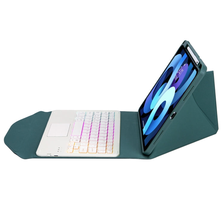 Z098B-AS Pen Slot Touchpad Backlight Bluetooth Keyboard Leather Tablet Case For iPad Air 11 2025 / 2024 / Air 5 / Air 4(Green) - For iPad Air by buy2fix | Online Shopping UK | buy2fix