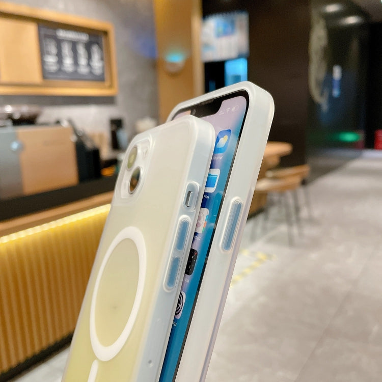 For iPhone 14 Frosted Gradient MagSafe Magnetic Phone Case (Grey) by buy2fix