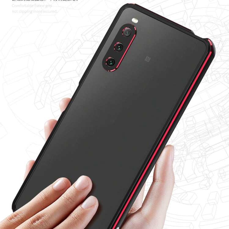 For Sony Xperia 10 Ⅳ Aurora Series Lens Protector + Metal Frame Protective Phone Case(Black+Red) - Sony Cases by buy2fix | Online Shopping UK | buy2fix