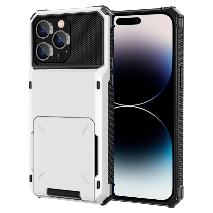 For iPhone 14 Pro Scratch-Resistant Shockproof Heavy Duty Rugged Armor Protective Case with Card Slot(White) - iPhone 14 Pro Cases by buy2fix | Online Shopping UK | buy2fix