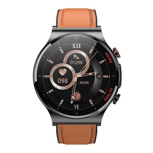 E300 1.32 Inch Screen Leather Watch Strap Smart Health Watch Supports Body Temperature Monitoring, ECG monitoring blood pressure(Brown) by buy2fix