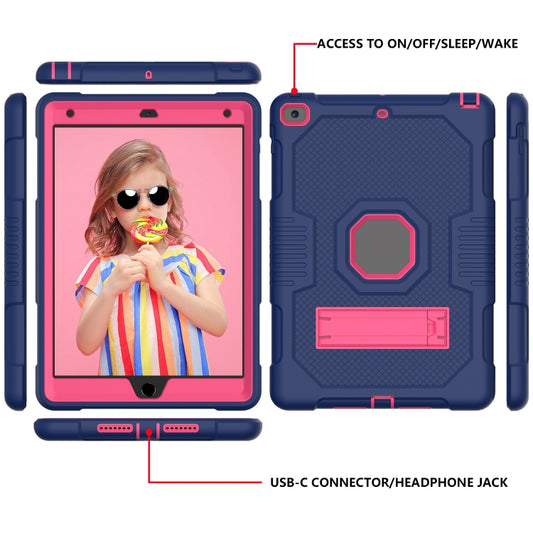 For iPad 10.2 2021 Contrast Color Robot Shockproof Silicone + PC Tablet Case(Navy Blue Rose) - iPad 10.2 Cases by buy2fix | Online Shopping UK | buy2fix