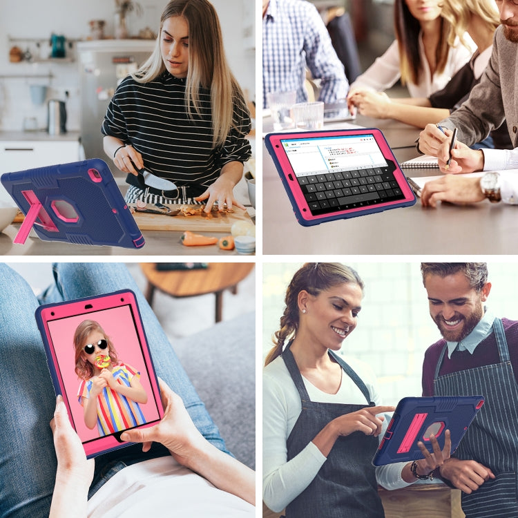 For iPad 10.2 2021 Contrast Color Robot Shockproof Silicone + PC Tablet Case(Navy Blue Rose) - iPad 10.2 Cases by buy2fix | Online Shopping UK | buy2fix