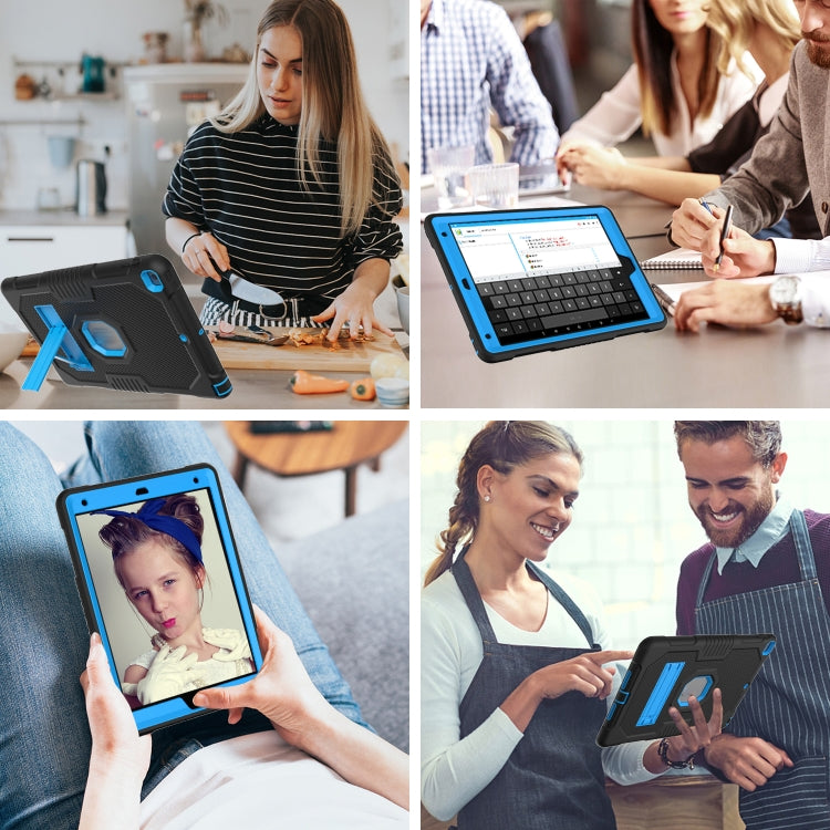 For iPad 10.2 2021 Contrast Color Robot Shockproof Silicone + PC Tablet Case(Black Blue) - iPad 10.2 Cases by buy2fix | Online Shopping UK | buy2fix