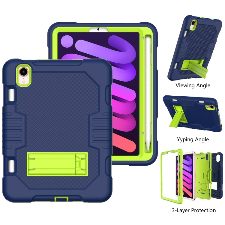 For iPad mini 2024 /mini 6 Contrast Color Robot Shockproof Silicone + PC Tablet Case(Navy Blue Yellow Green) - iPad mini 6 Cases by buy2fix | Online Shopping UK | buy2fix