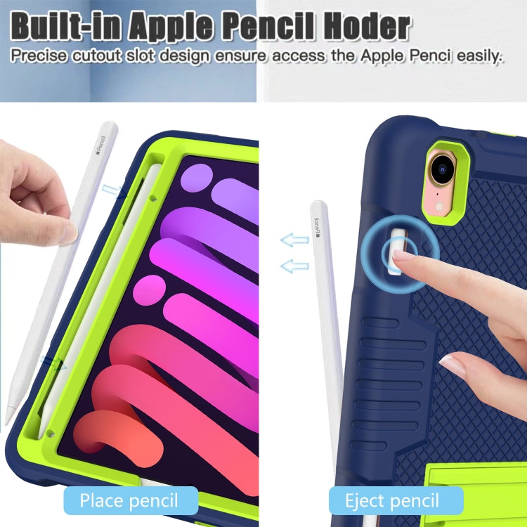For iPad mini 2024 /mini 6 Contrast Color Robot Shockproof Silicone + PC Tablet Case(Navy Blue Yellow Green) - iPad mini 6 Cases by buy2fix | Online Shopping UK | buy2fix