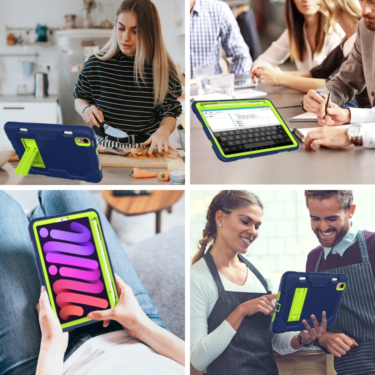 For iPad mini 2024 /mini 6 Contrast Color Robot Shockproof Silicone + PC Tablet Case(Navy Blue Yellow Green) - iPad mini 6 Cases by buy2fix | Online Shopping UK | buy2fix