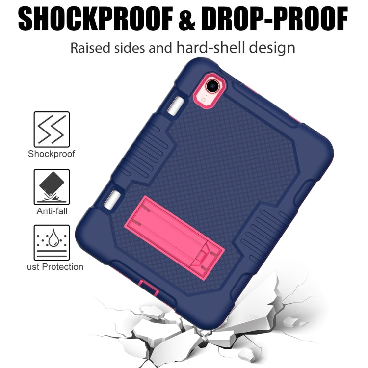 For iPad mini 2024 /mini 6 Contrast Color Robot Shockproof Silicone + PC Tablet Case(Navy Blue Rose) - iPad mini 6 Cases by buy2fix | Online Shopping UK | buy2fix