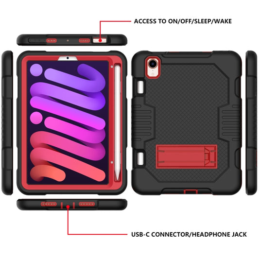 For iPad mini 2024 /mini 6 Contrast Color Robot Shockproof Silicone + PC Tablet Case(Black Red) - iPad mini 6 Cases by buy2fix | Online Shopping UK | buy2fix
