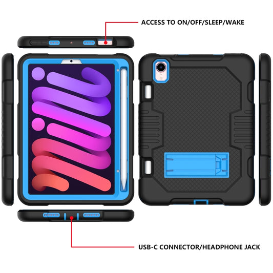 For iPad mini 2024 /mini 6 Contrast Color Robot Shockproof Silicone + PC Tablet Case(Black Blue) - iPad mini 6 Cases by buy2fix | Online Shopping UK | buy2fix