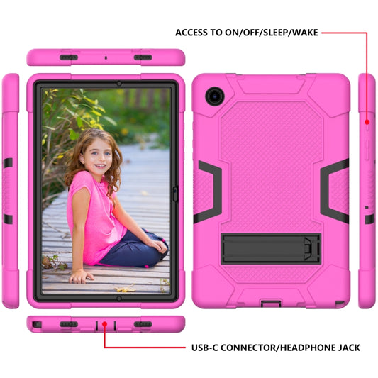 For Samsung Galaxy Tab A8 10.5 2021 X200 Contrast Color Robot Silicone + PC Tablet Case(Rose Red Black) - Other Galaxy Tab PC by buy2fix | Online Shopping UK | buy2fix